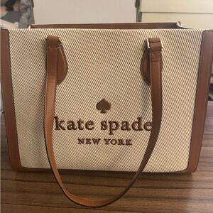 kate spade Tan and Cream Striped Tote